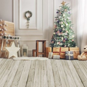 Christmas Photography Backdrops Christmas Tree White Wall Wood Floor Background
