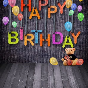 Birthday Photography Backdrops Color Balloon Grey Wood Floor Background