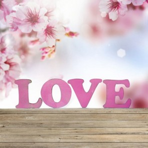 Valentine's Day Photography Background Cherry Blossom Wood Floor Backdrops