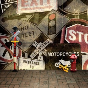 Photography Backdrops Signpost Sign Brick Floor Western Background