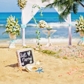 Photography Background Beach Flowers Coconut Tree Wedding Backdrops For Party