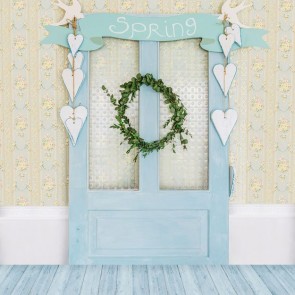 Door Window Photography Backdrops Light Blue Wooden Door Background For Wedding