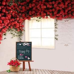 Door Window Photography Backdrops Red Roses White Wall Background