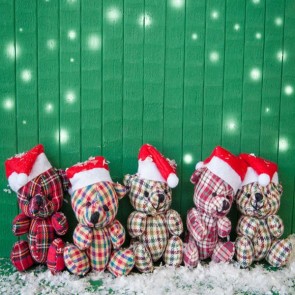 Christmas Photography Backdrops Green Wall Bear Dolls Background For Photo Studio