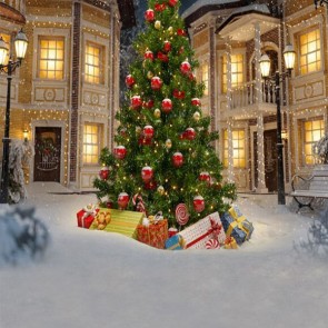 Christmas Photography Backdrops Christmas Tree Snow House Background For Photo Studio