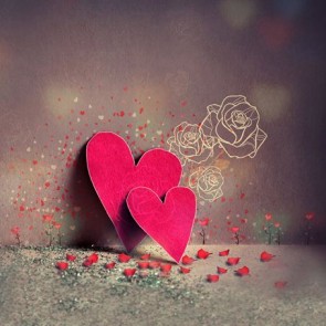 Photography Background Decoupage Red Heart Shape Valentine's Day Grey Backdrops