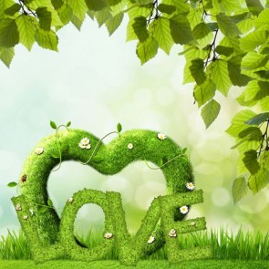 Photography Background Green Love Leaves Valentine's Day Backdrops