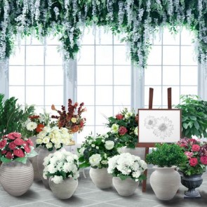 Wedding Photography Backdrops Flower Plants White Windows Background For Party