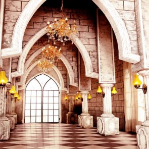 Photography Background White Pillars Chandelier Palace Backdrops