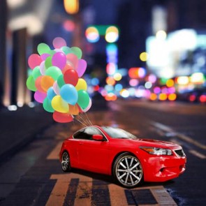 Photography Background Red Sedan Color Balloon Car Backdrops