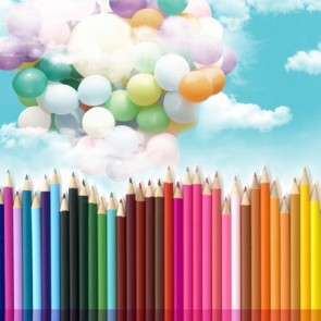 Photography Backdrops Color Pen Balloon White Cloud Back To School Background