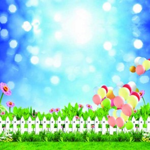 Bokeh Photography Background Blue Sky Balloon Flowers Backdrops