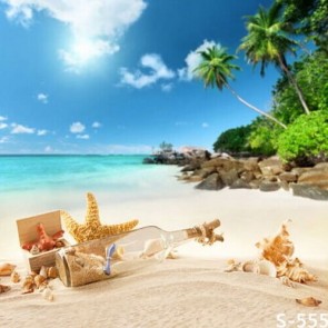 Photography Backdrops Drifting Bottle Starfish Shell Island Beach Background