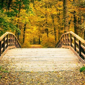 Wooden Bridge Jungle Leaves Photography Background Autumn Backdrops