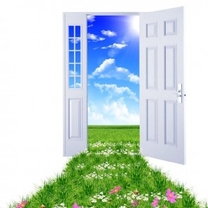 Photography Background Blue Sky Flowers White Door Prairie Abstract Backdrops