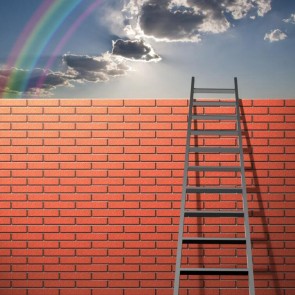 Red Brick Wall Ladder Rainbow Photography Background Abstract Backdrops