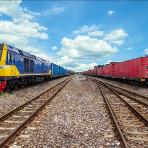 Blue Red Train Photography Background Track Rail Backdrops For Photo Studio