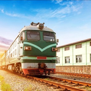 Train Photography Background Blue Sky Truck Rail Backdrops For Photo Studio