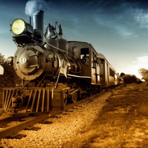 Photography Backdrops Old Steam Locomotive Sunset Train Background
