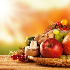 Thanksgiving Day Photography Background Apple Grapes Pumpkin Backdrops