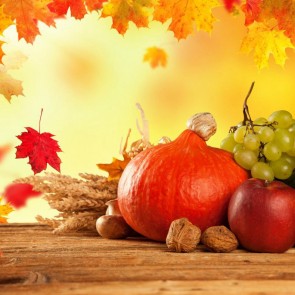 Thanksgiving Day Photography Background Autumn Pumpkin Grape Leaves Backdrops