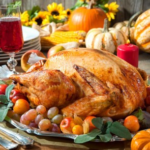 Thanksgiving Day Photography Background Delicious Foods Pumpkin Roast Chicken Backdrops