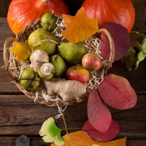 Thanksgiving Day Photography Background Pumpkin Pear Wood Floor Backdrops
