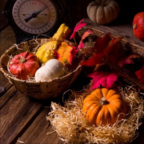 Photography Backdrops Red Leaf Pumpkin Thanksgiving Day Background