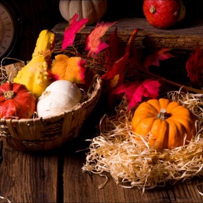 Photography Backdrops Wood Table Pumpkin Thanksgiving Day Background