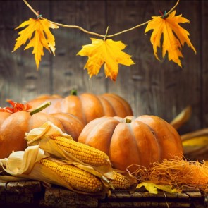 Photography Background Yellow Leaf Corn Pumpkin Autumn Thanksgiving Day Backdrops