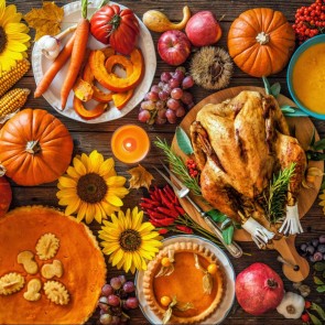 Photography Background Pumpkin Food Roast Chicken Thanksgiving Day Backdrops