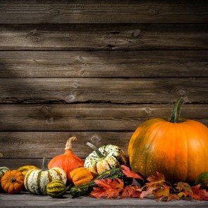 Pumpkin Thanksgiving Day Photography Background Grey Wood Wall Backdrops