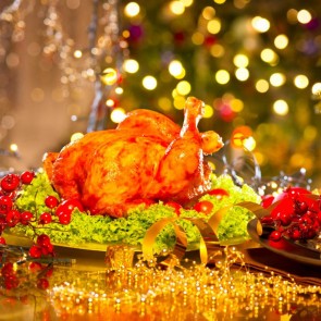 Gourmet Roast Chicken Thanksgiving Day Photography Background Bokeh Backdrops