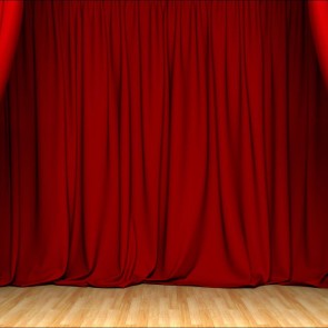 Photography Backdrops Red Curtain Large Stage Wood Floor Background