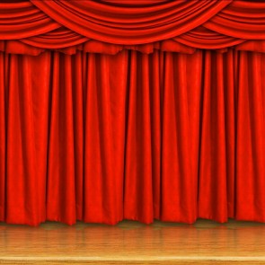 Photography Backdrops Wood Floor Red Curtain Large Stage Background