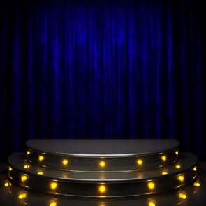 Dark Blue Curtain Semicircle Large Stage Photography Background Backdrops