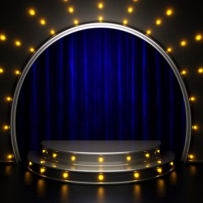 Arched Door Large Stage Photography Background Dark Blue Curtain Backdrops