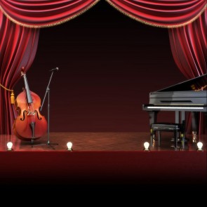 Guitar Piano Red Curtain Photography Backdrops Large Stage Background