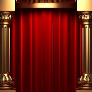 Golden Pillars Red Curtain Photography Backdrops Large Stage Background