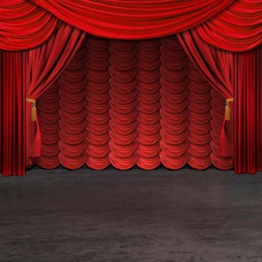 Grey Floor Photography Background Large Stage Red Curtain Backdrops