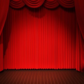 Red Curtain Photography Background Large Stage Brown Floor Backdrops