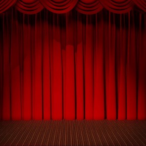 Red Curtain Photography Background Brown Floor Large Stage Backdrops