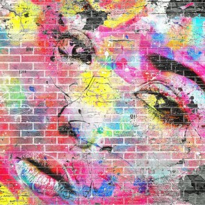 Purple Pink Graffiti Photography Background Face Brick Wall Backdrops