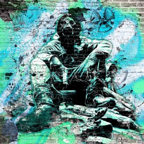 Blue Green Graffiti Photography Background Radiant Soldiers Brick Wall Backdrops