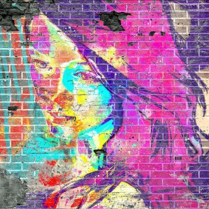Fashion Girl Graffiti Photography Background Brick Wall Backdrops