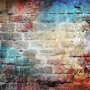 Photography Background Red Blue Graffiti Brick Wall Backdrops