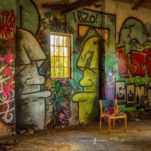 Dilapidated Warehouse Photography Background Graffiti Backdrops