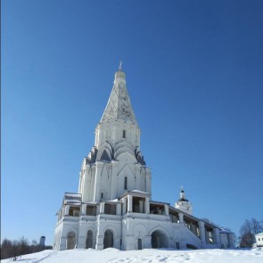Photography Backdrops White Church Snow Blue Sky Background