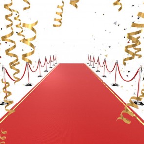 Gold Ribbon Photography Backdrops Red Carpet White Background For Photo Studio
