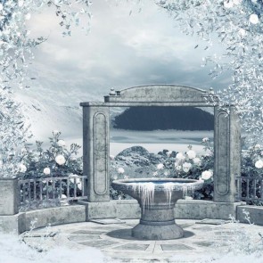 Architecture Photography Background Snow Pond Balcony Backdrops For Photo Studio
